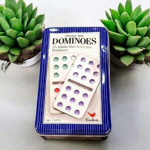 2004 Cardinal Collectable Color Dot Double Nine 55 Jumbo Dominoes Set